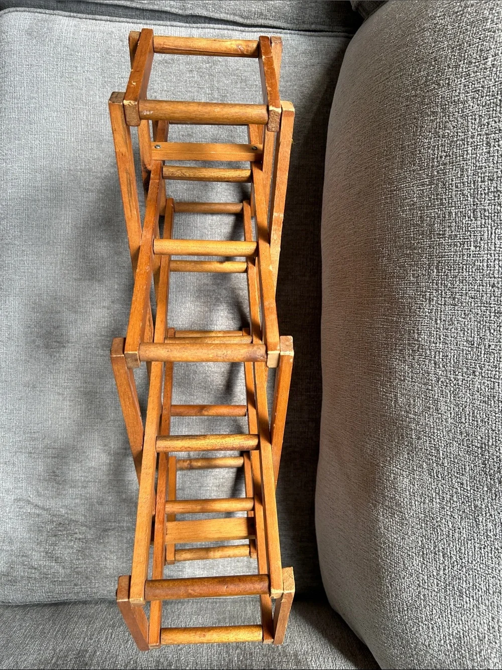 Vintage Wooden Expandable Wall or Table Top Rack - Wine Or Towel Storage